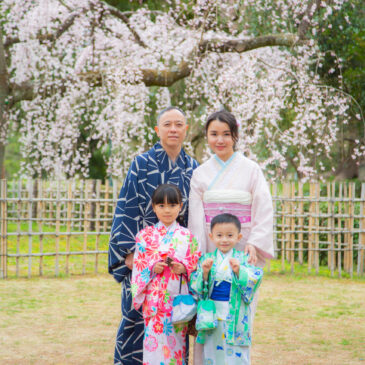 Experience a traditional kimono photo shoot with cherry blossoms in full bloom.